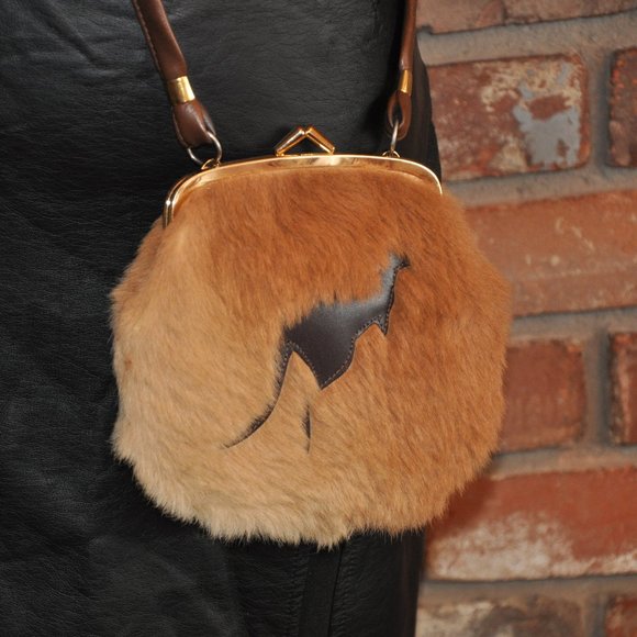 Lipseer Kangaroo Fur Brown Leather Crossbody Shoulder Bag & Coin Purse Boho - Picture 3 of 6
